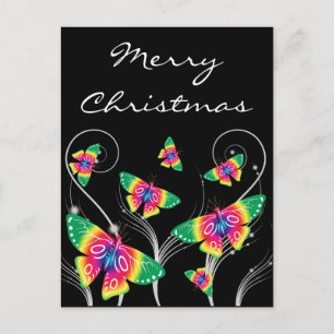 God jul festive butterflies helg vykort
