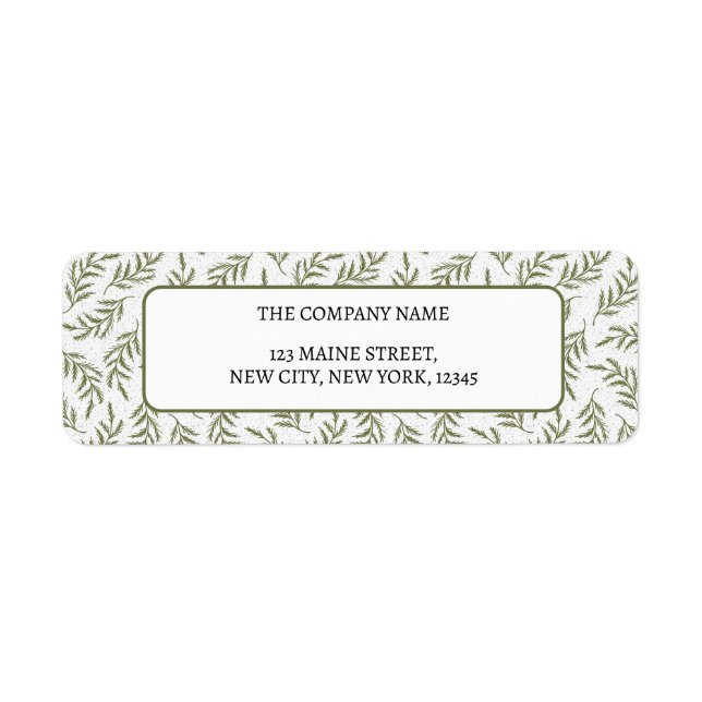 God jul Festive Cypress Helgdag Label Returadress Etikett (Framsidan)