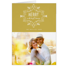 God jul Festive Foliage Art Deco Photo Hälsningskort