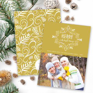 God jul Festive Foliage Deco Ram Photo Julkort