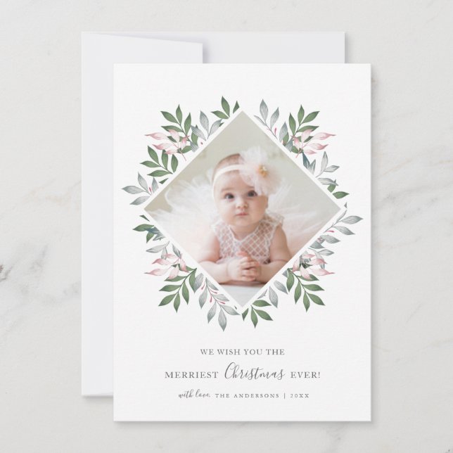 God jul Festive Foliage Utandning Foto Julkort (Framsida)