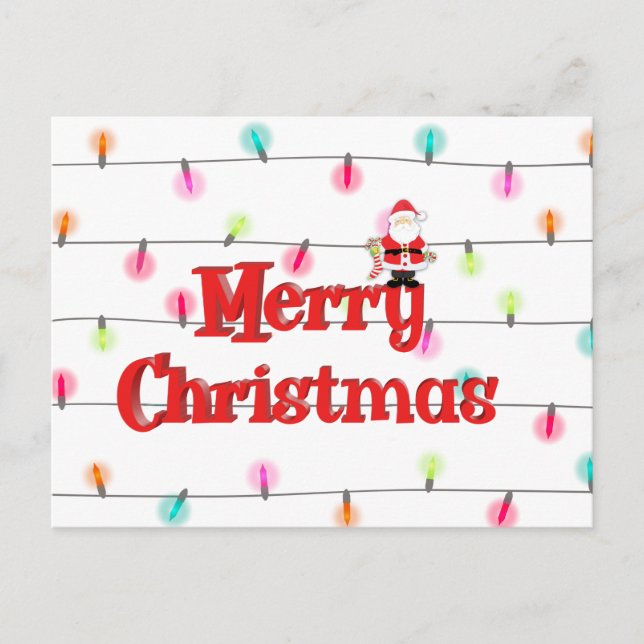 God jul Festive Helgdag Ljus med Santa Santa Santa Helg Vykort (Framsida)