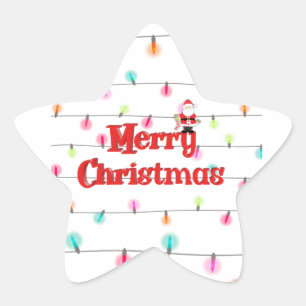 God jul Festive Helgdag Ljus med Santa Santa Santa Stjärnformat Klistermärke