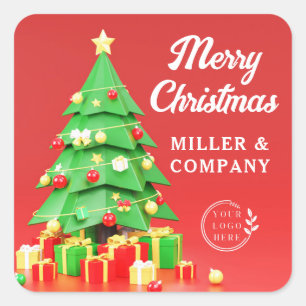 God jul Festive Helgdagars Corporate Logotyp Fyrkantigt Klistermärke