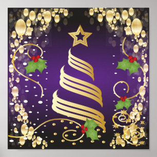 God jul Festive Passion Lila och Guld Poster