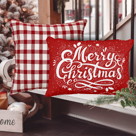 God jul Festive Red and White Helgdag Prydnadskudde