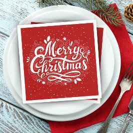 God jul Festive Red and White Pappersservett