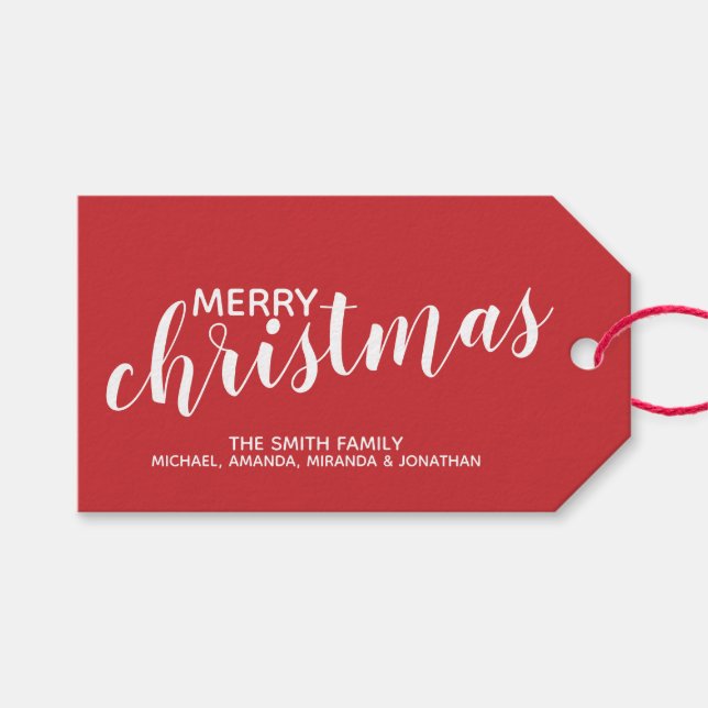 "God jul Festive Red Presentetikett (Framsidan (Horisontell))