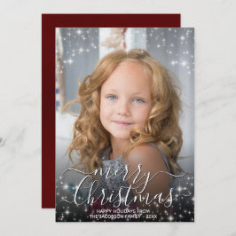 God jul Festive Sparkles Photo Overlay Red Julkort