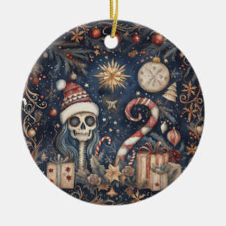God Jul - Festive Spooky Skull Julgransprydnad Keramik