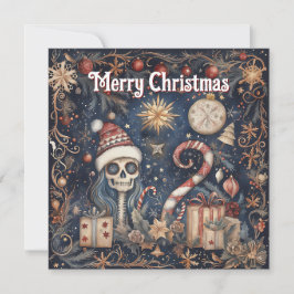 God Jul - Festive Spooky Skull Julkort