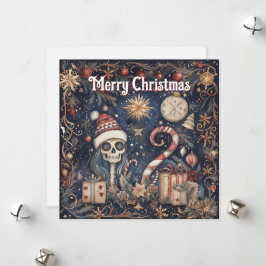 God Jul - Festive Spooky Skull Julkort