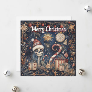God Jul - Festive Spooky Skull Julkort