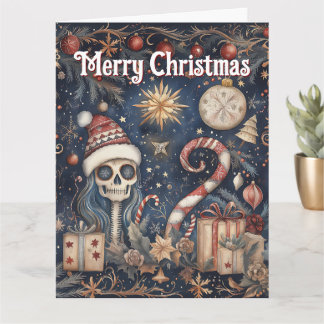 God Jul - Festive Spooky Skull Kort