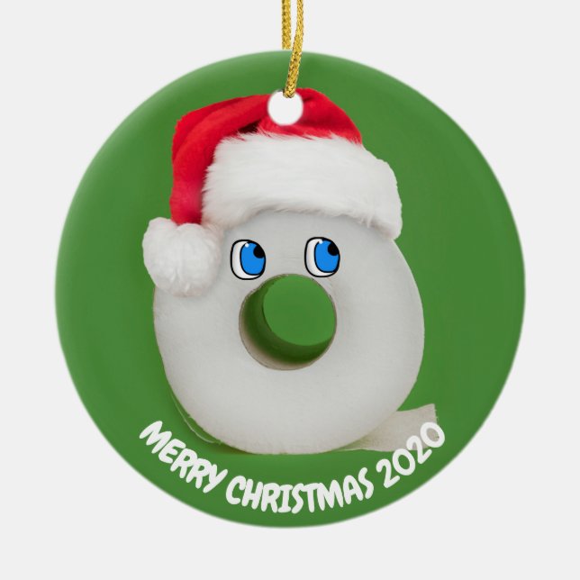 God jul Festive Toilet Papper 2020 Julgransprydnad Keramik (Framsidan)