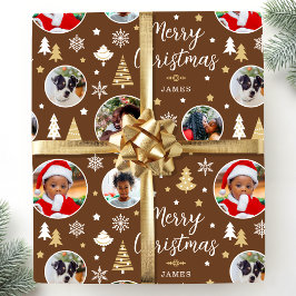 God jul Festive Träd Photo Namn Brown Presentpapper