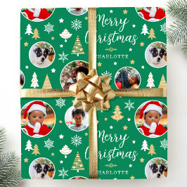 God jul Festive Träd Photo Namn Mid Grönt Presentpapper
