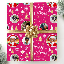 God jul Festive Träd Photo Namn Rosa Presentpapper