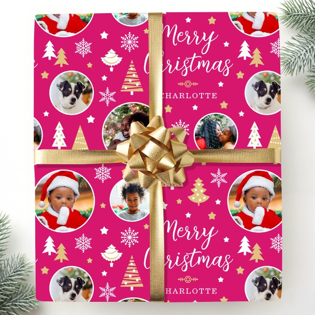 God jul Festive Träd Photo Namn Rosa  Presentpapper (Skapare uppladdad)