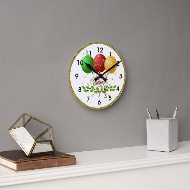 God jul, festlig design, rund klocka (Kontor)