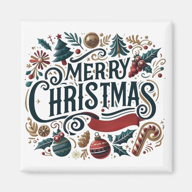 God Jul Festliga & Uppriktiga önskningar Magnet (Framsidan)