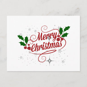 god jul, festligt helgdag-skript vykort