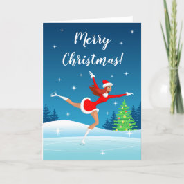 God jul Figur Skating Girl Helgdag Card Helgkort