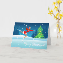 God jul Figur Skating Girl Helgdag Card Kort