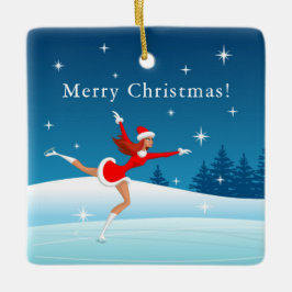 God jul Figur Skating Santa Girl Ornament