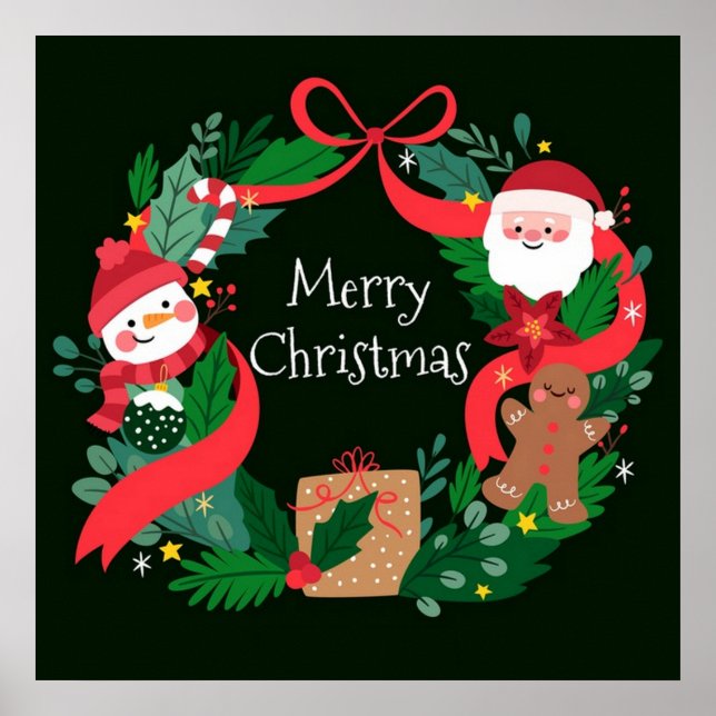 God jul Finare Weath, Santa och snögubbe Poster (Framsidan)