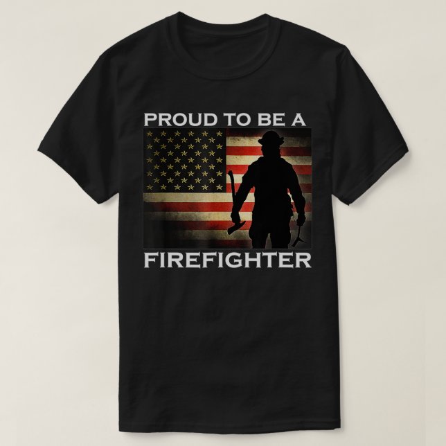 God jul Firefighter Fireman USA flagga Julafton T Shirt (Design framsida)