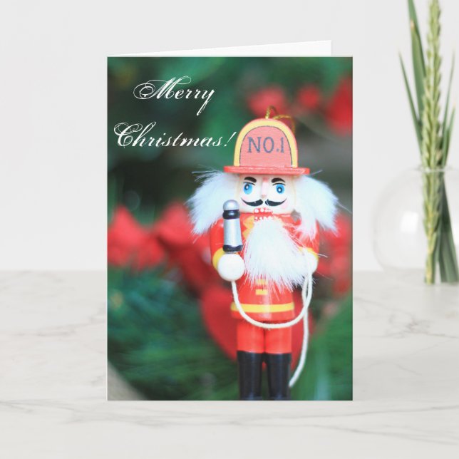 God jul Fireman Nutcracker-kort Helgkort (Framsida)