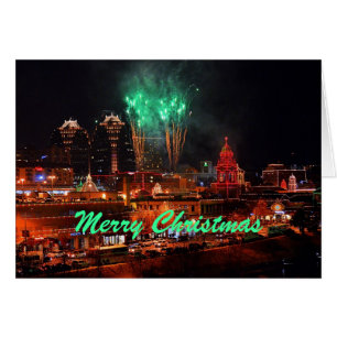 God jul Fireworks Kansas City Plaza Ljus Hälsningskort