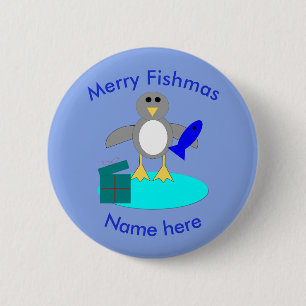 God jul Fishing Penguin Anpassningsbar Button Knapp