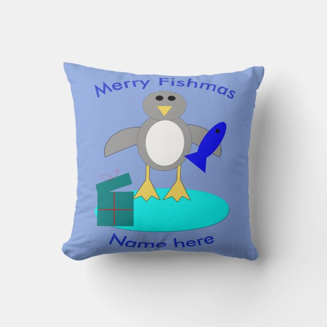 God jul Fishing Penguin Anpassningsbar Pillow Kudde (Framsida)