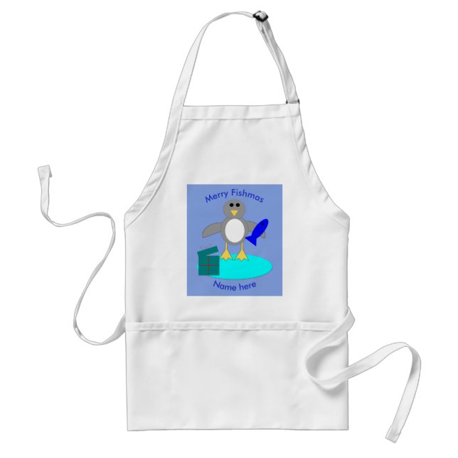 God jul Fishing Penguin Cooking Apron Förkläde (Framsidan)