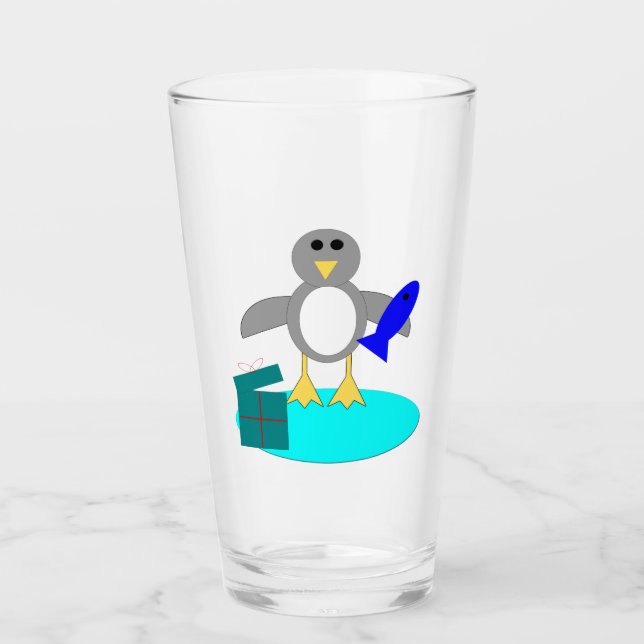 God jul Fishing Penguin Glaskopp (Framsida)