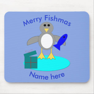 God jul Fishing Penguin Mousepad Musmatta