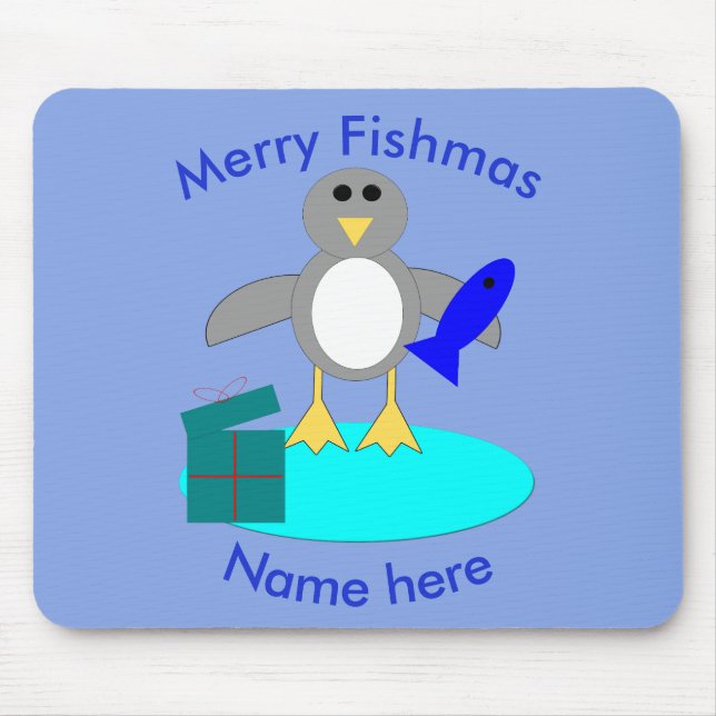 God jul Fishing Penguin Mousepad Musmatta (Framsidan)