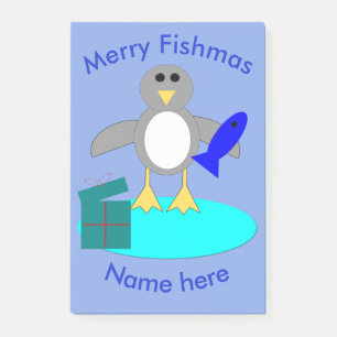 God jul Fishing Penguin Post noterar Pad Post-it Block