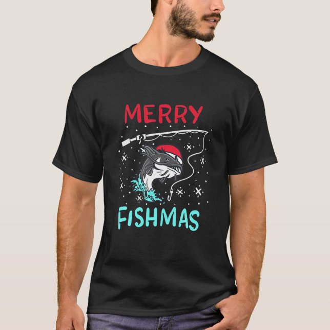 God jul Fishmas Funny Catfish Fisherman Xm T Shirt (Framsida)