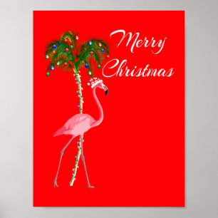 God jul Flamingo Poster