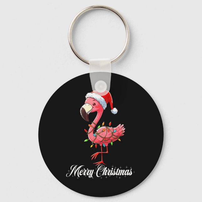 God jul Flamingo Santa Fa La La Mingo C Nyckelring (Framsida)