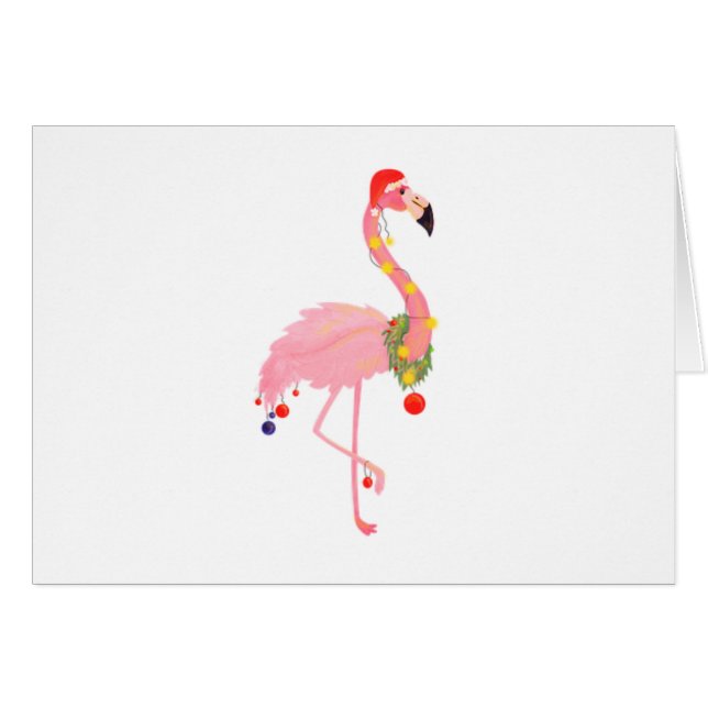 God jul Flamingo Santa Hat OBS Kort (Framsidan Horizontal)