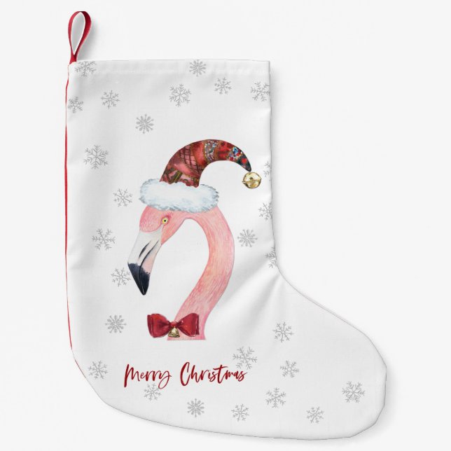 God jul Flamingo Santa Modern jul Liten Julstrumpa (Framsidan)