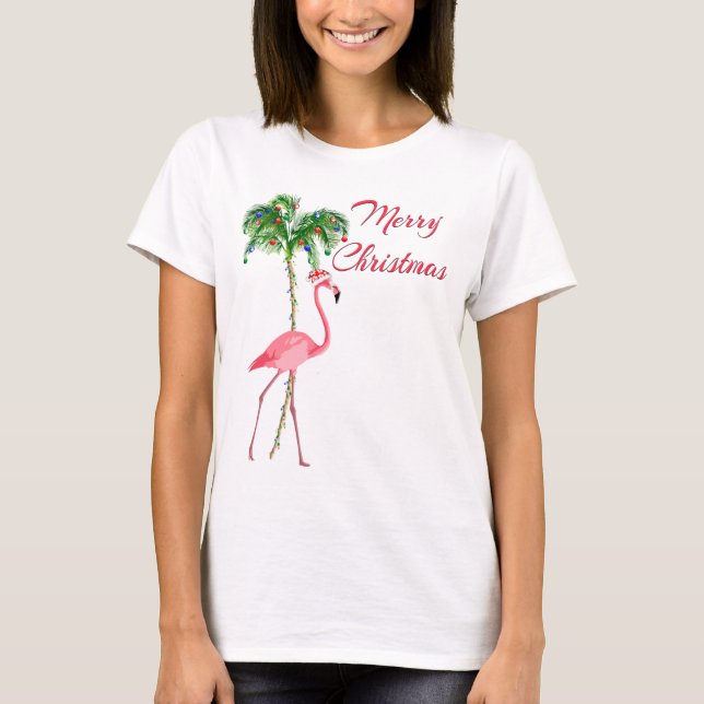 God jul Flamingo T-shirt (Framsida)