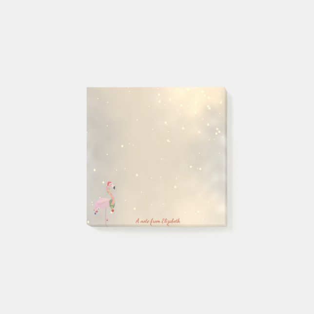 God Jul, Flamingo Tomte Hatt -Personlig Post-it Block (Framsida)