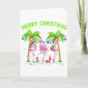 God Jul Flamingo Xmas Palmträdsljus Tropisk Kort