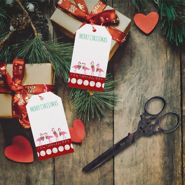God jul Flamingos Blank Gift-Märkre Presentetikett (Skapare uppladdad)