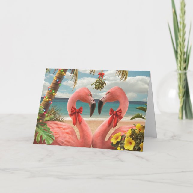 God jul Flamingos Helgkort (Framsida)